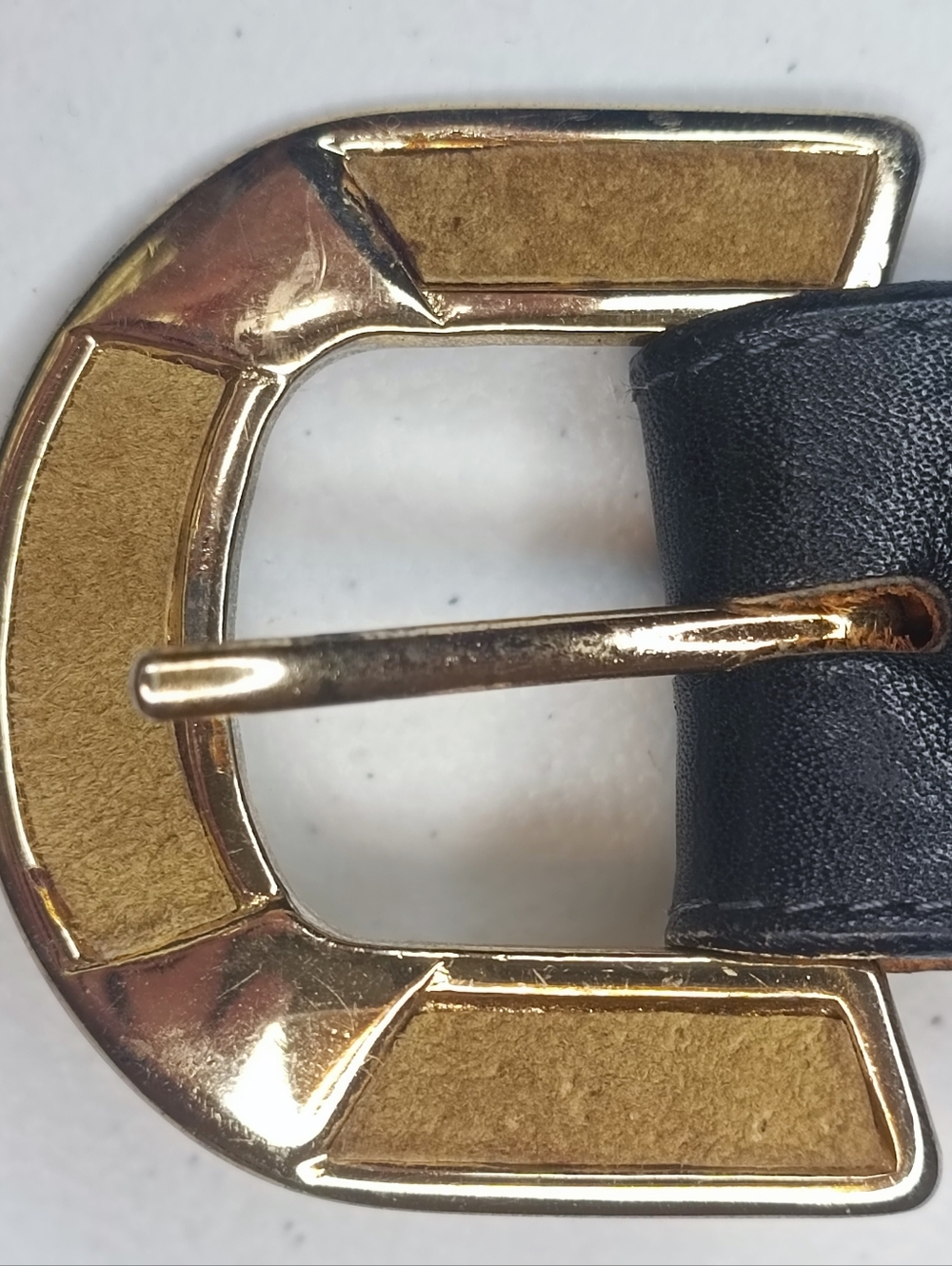 Vintage Tony Lama Black Leather Belt with Removable Gold Tone Buckle Size Men 34